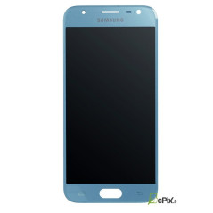 Vue de face de l' Ecran Bleu + vitre tactile Officiel Samsung Galaxy J3 2017 (SM-J330F)