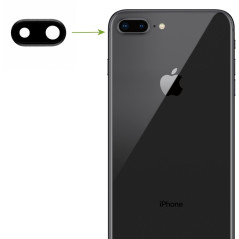 iPhone 8 Plus : Lentille + bague métal noire de protection appareil photo arrière