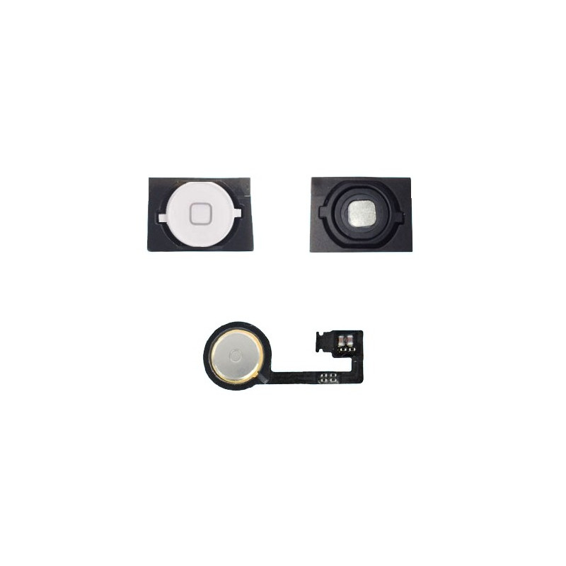 iPhone 4S : Lot Bouton home blanc + Spacer adhésif + Nappe home - pièce détachée