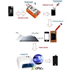 Vitre de remplacement noire pour iPhone 7 (modèles A1660 / A1778 / A1779).