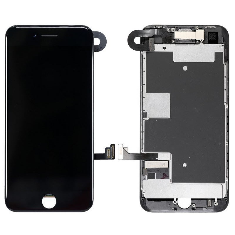 iPhone 8 : Complet vitre écran Premium Noir (LCD + Vitre tactile + Caméra avant + Ecouteur assemblés)