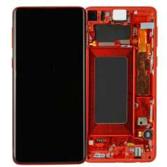 Galaxy S10 (G973) Rouge Cardinal : Vitre tactile écran Amoled châssis. Officiel Samsung