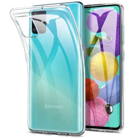 Vente coque Galaxy A51 transparente, protection en TPU silicone 