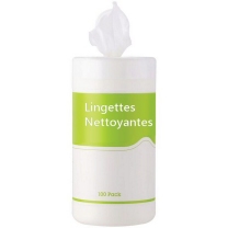 Boite 100 Lingettes nettoyantes, humides sans alcool biodégradables.