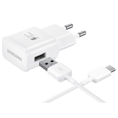 Chargeur Fast Charge rapide 15W + câble USB-C. Packaging Officiel Samsung