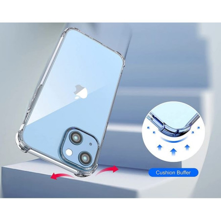 iPhone 13 mini : Coque silicone TPU transparente, angles renforcés