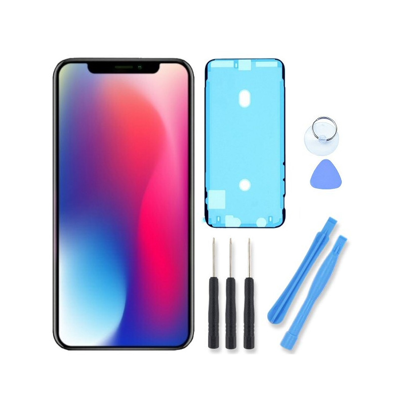 iPhone 11 : kit de réparation vitre écran LuxView + joint adhésif + outils