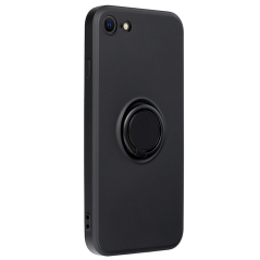 iPhone 7 / 8 / iPhone SE (2e gén / 3e gén) : Coque silicone renforcée noire avec anneau aimanté