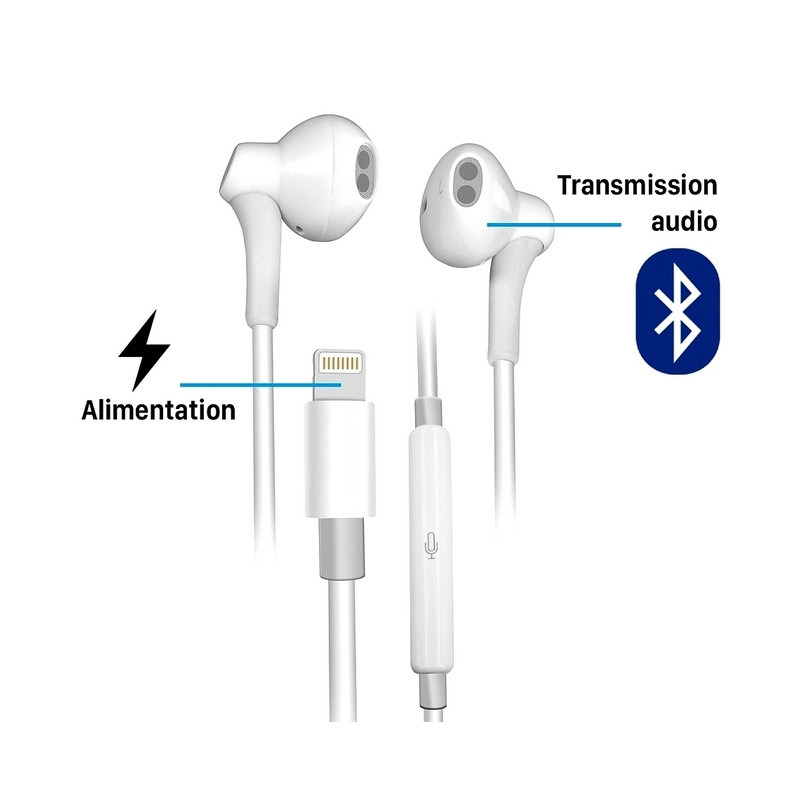 Kit piéton écouteurs stéréo filaire Lightning / Bluetooth