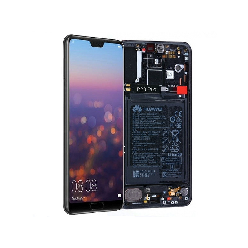 Huawei P20 Pro : Vitre écran complet Noir avec batterie. Officiel Huawei