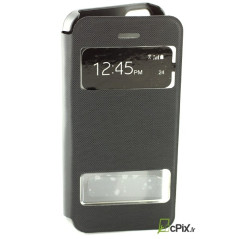 Etui Flip cover noir double fenetre : iPhone 5