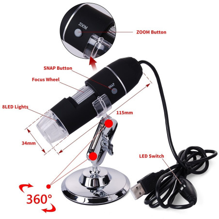 Digital Microscope éclairage à led / grossissant X200