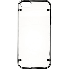 IPHONE 5 / 5S / SE : Coque bumper transparente et noir semi rigide -face