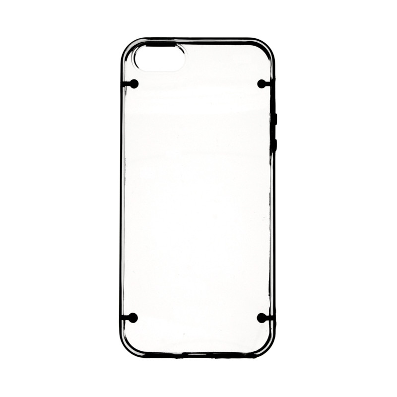 IPHONE 5 / 5S / SE : Coque bumper transparente et noir semi rigide