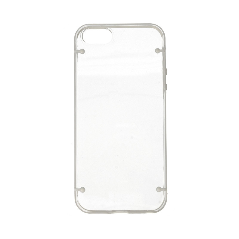 IPHONE 5 / 5S / SE : Coque bumper transparente et blanc semi rigide