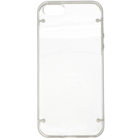  IPHONE 5 / 5S / SE : Coque bumper transparente et blanc semi rigide - dos