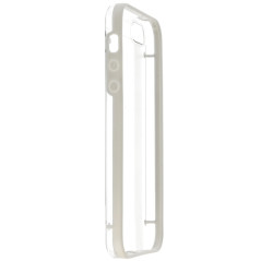  IPHONE 5 / 5S / SE : Coque bumper transparente et blanc semi rigide -tranche