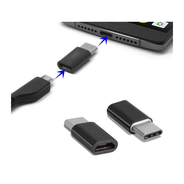 Adaptateur micro USB vers USB-C Noir téléphone portable Galaxy, Tab