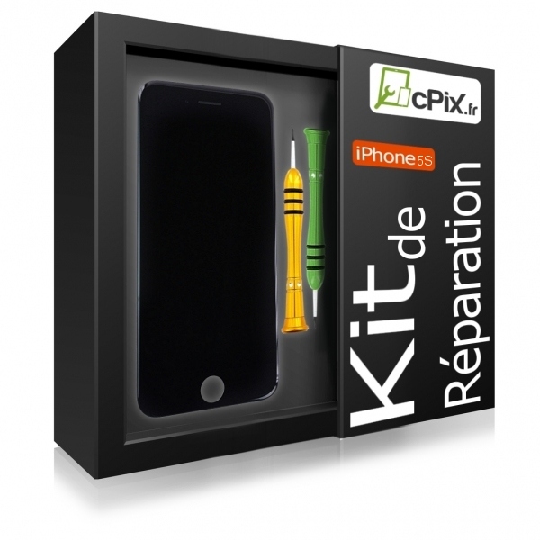 Kit Reparation iPhone 5S noir : Ecran Premium + outils + guide