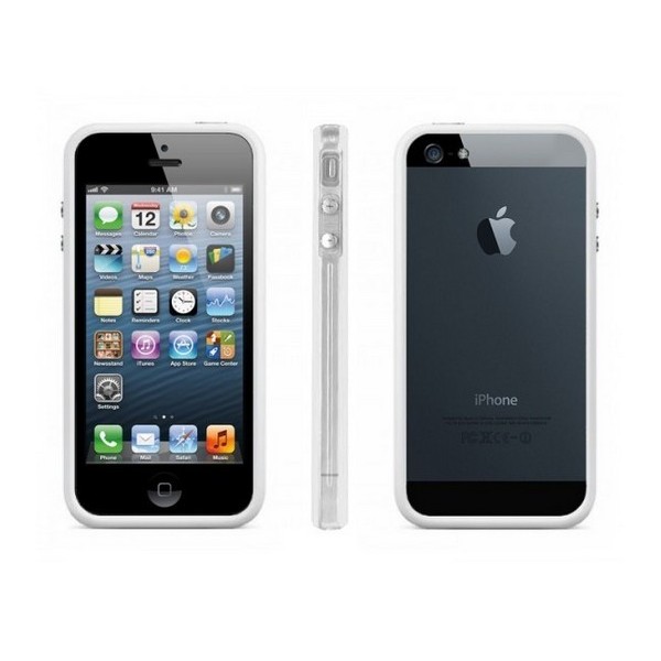  iPhone 5 / 5S / SE : Bumper coloré et transparent blanc